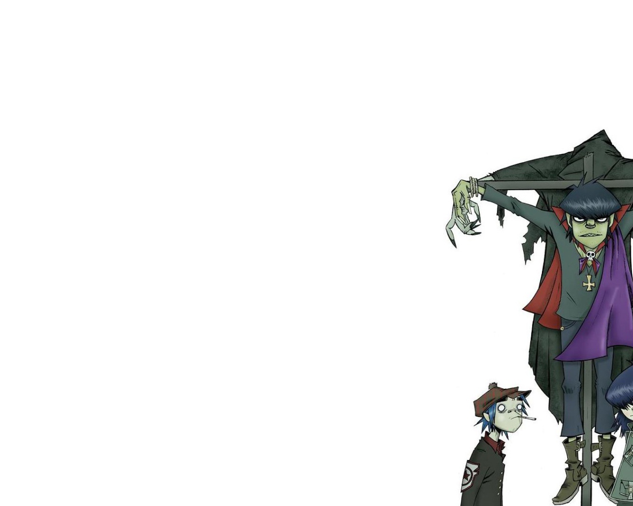 Мультфильм Gorillaz, белый фон