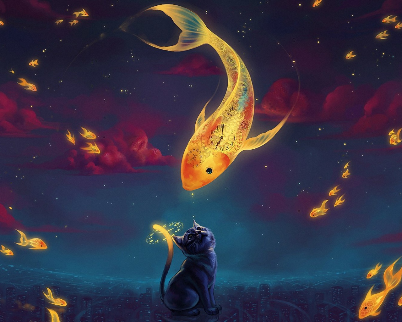 Кот и золотая рыбка