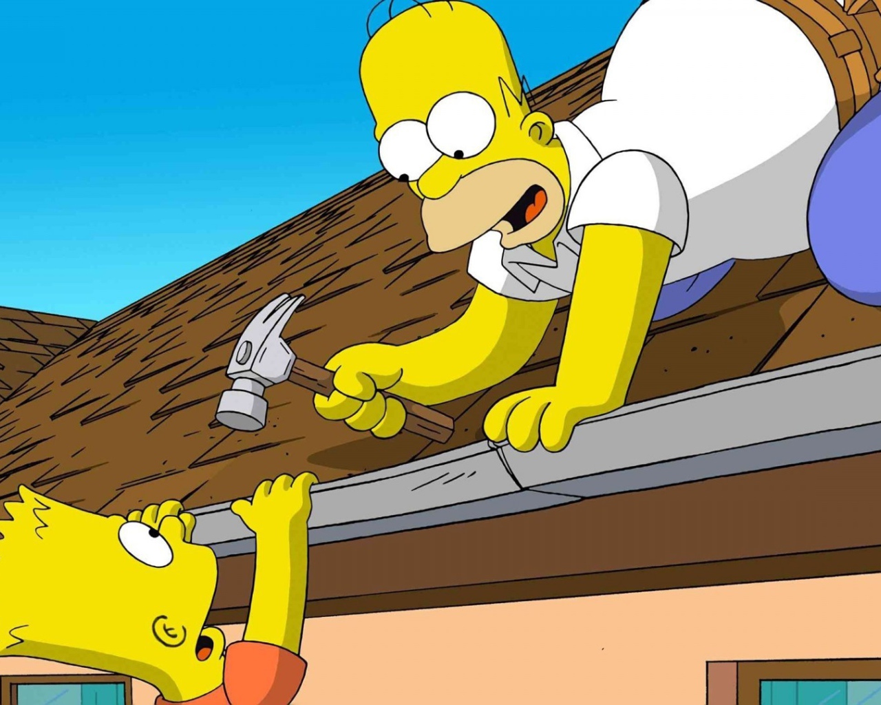 Гомер ремонтирует крышу, Симпсоны