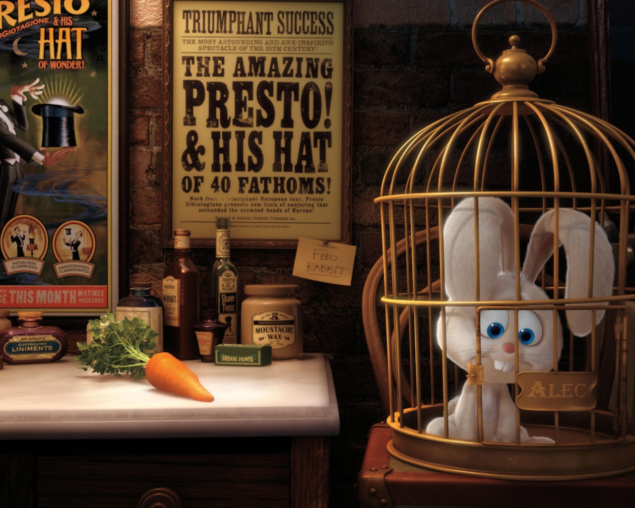 Грустный кролик в клетке, мультфильм