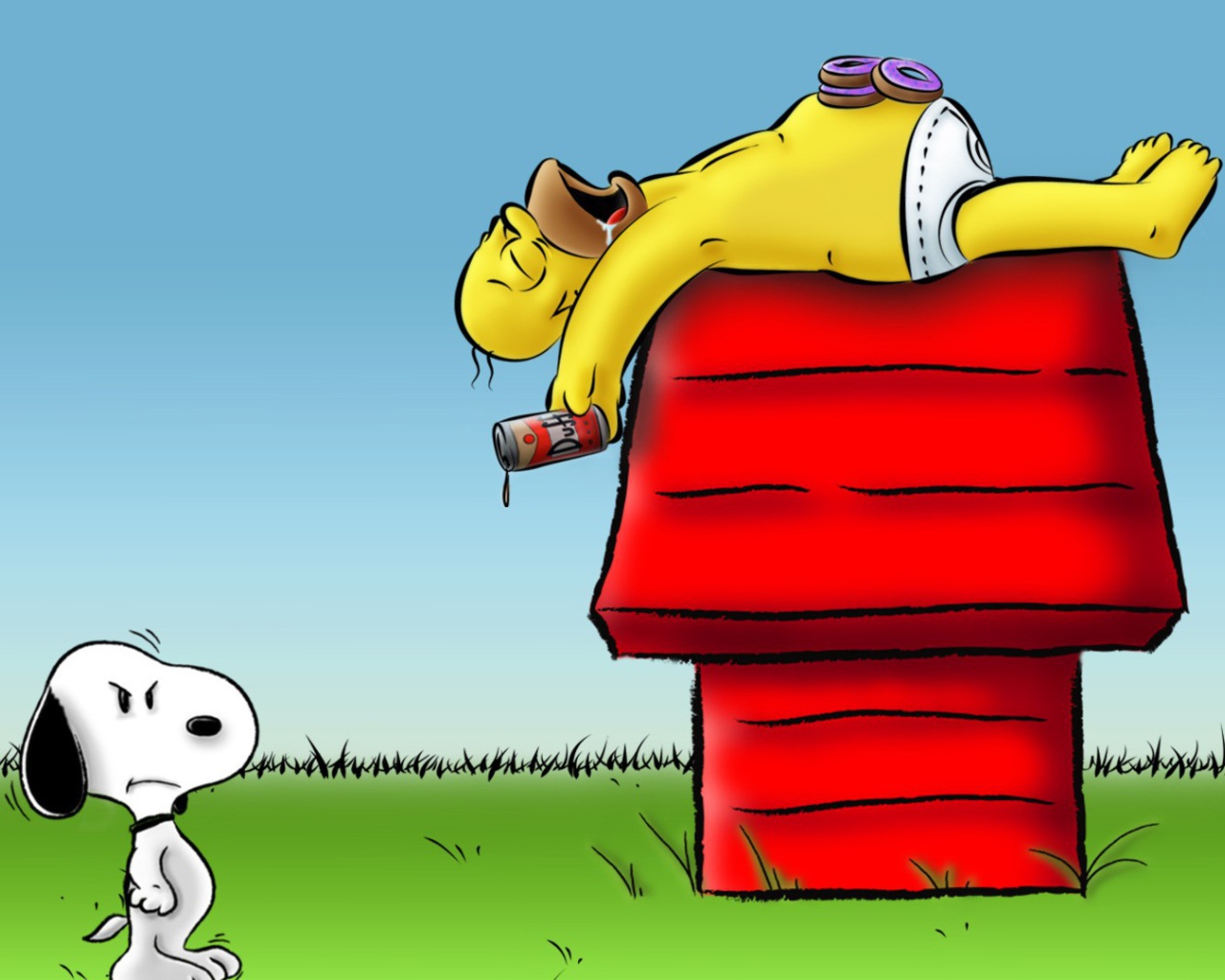 Симпсон спит на собачьей будке