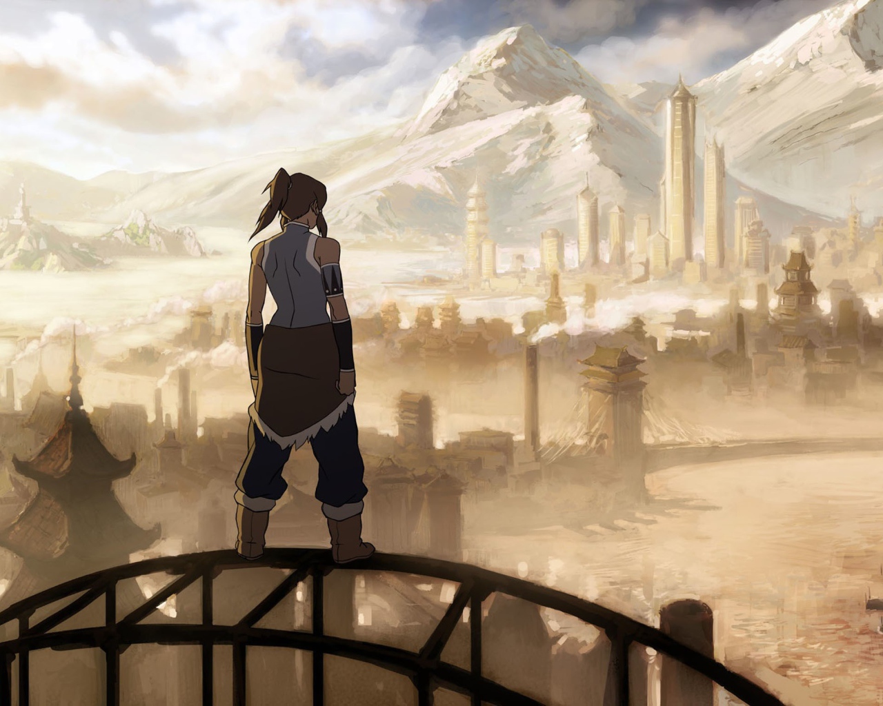 Девушка смотрит на город, мультфильм Легенда о Корре