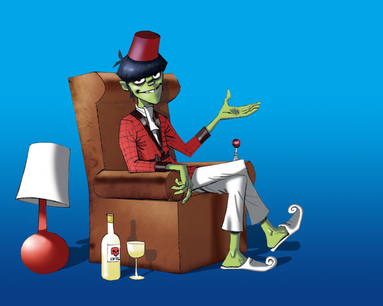 Зомби сидит на кресле, мультфильм