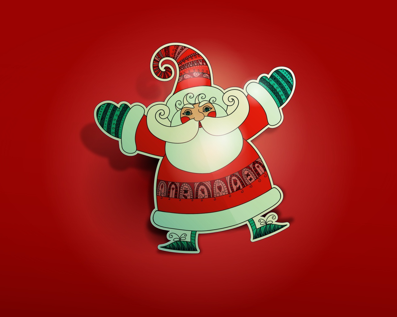 Дед Мороз на красном фоне