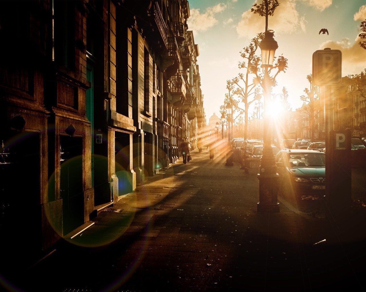 Блик от солнца на закате