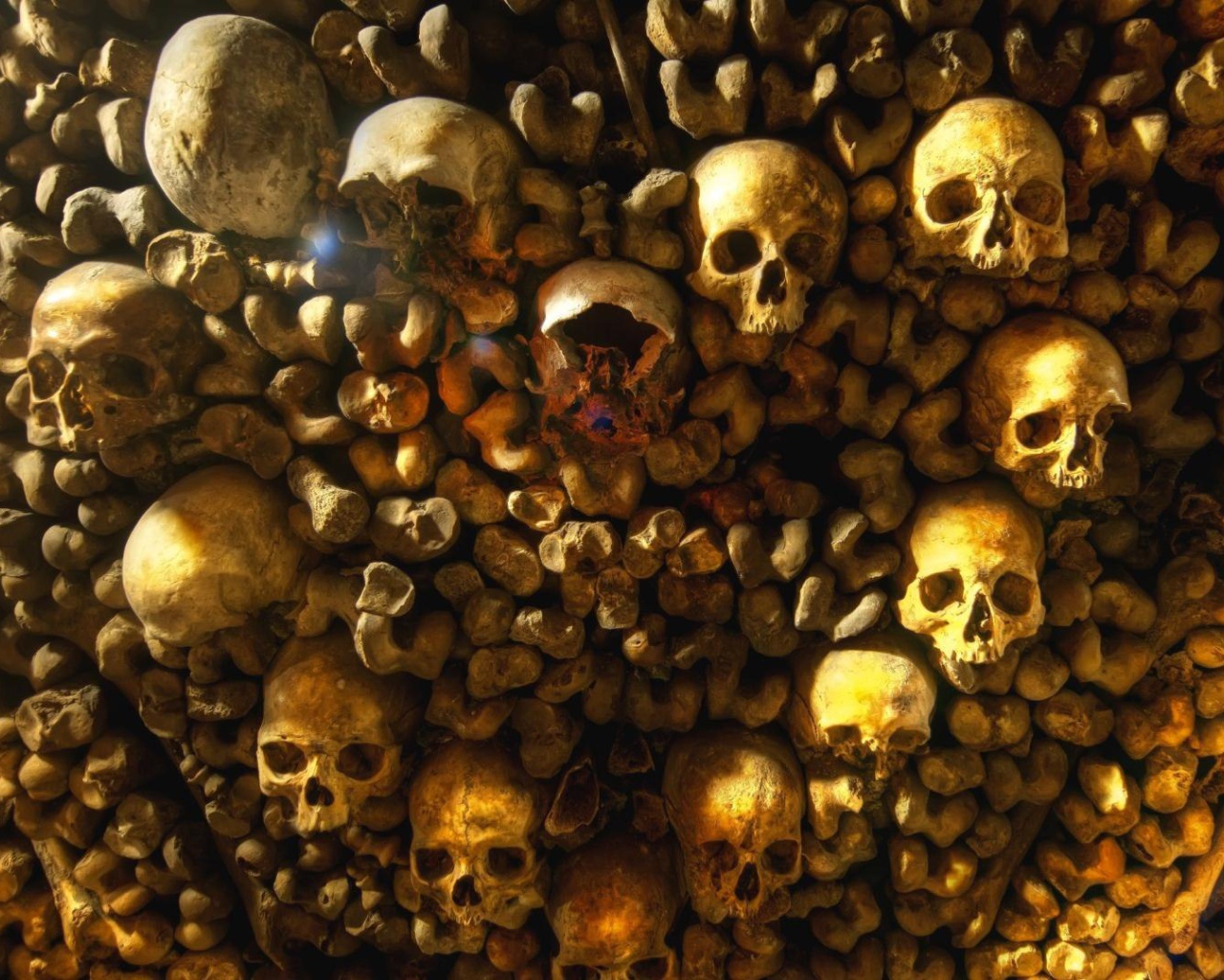 Внутри парижских катакомб