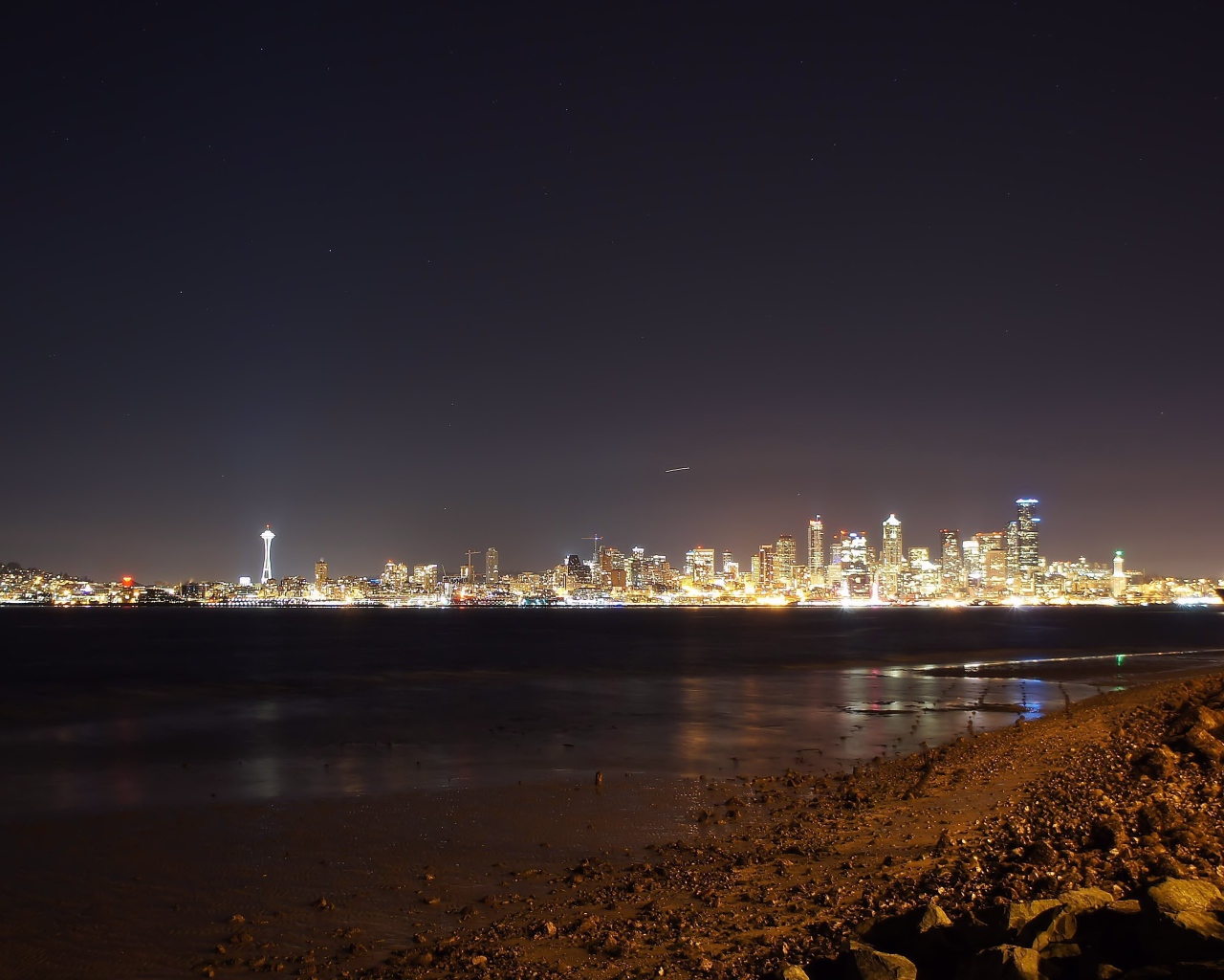 Ночное сияние города Сиэтл, США