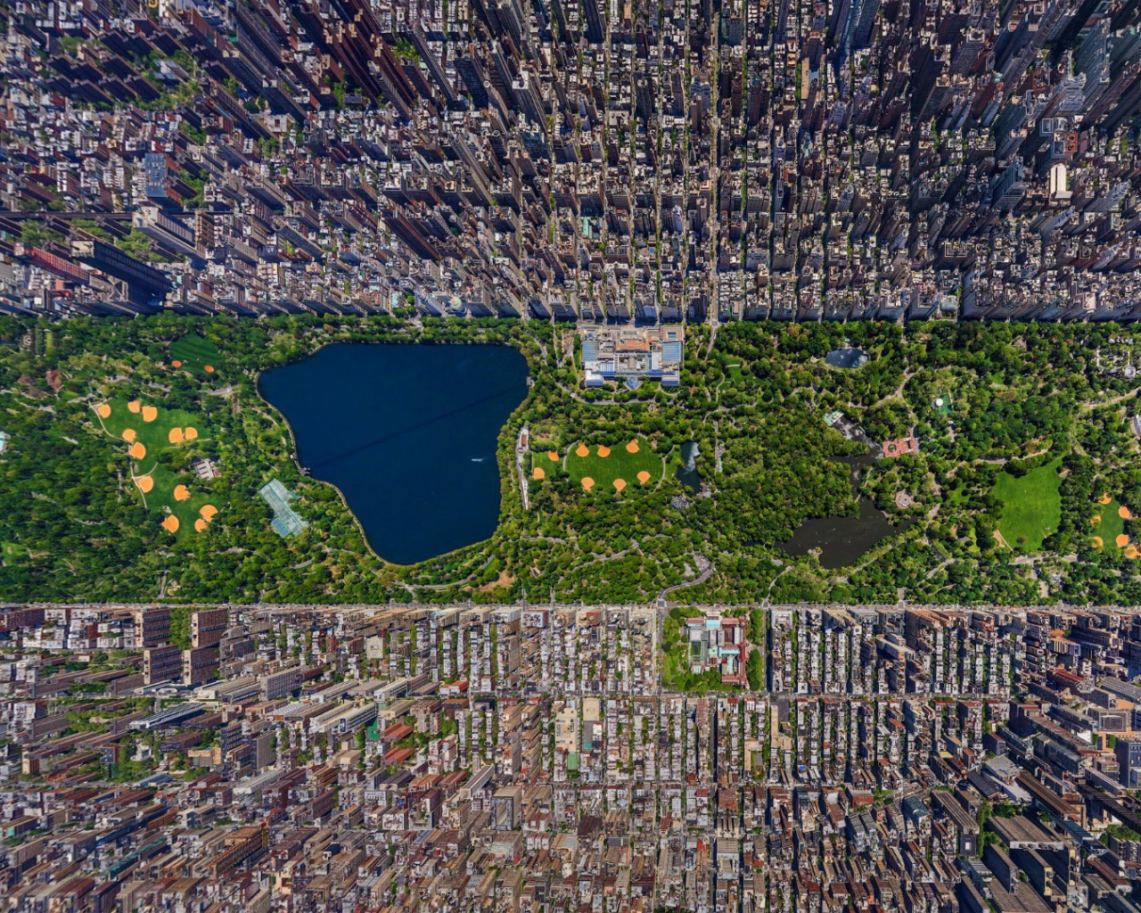 Вид сверху на Центральный парк, Нью-Йорк