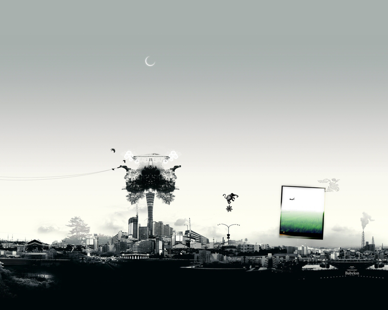 Летающий слон над городом