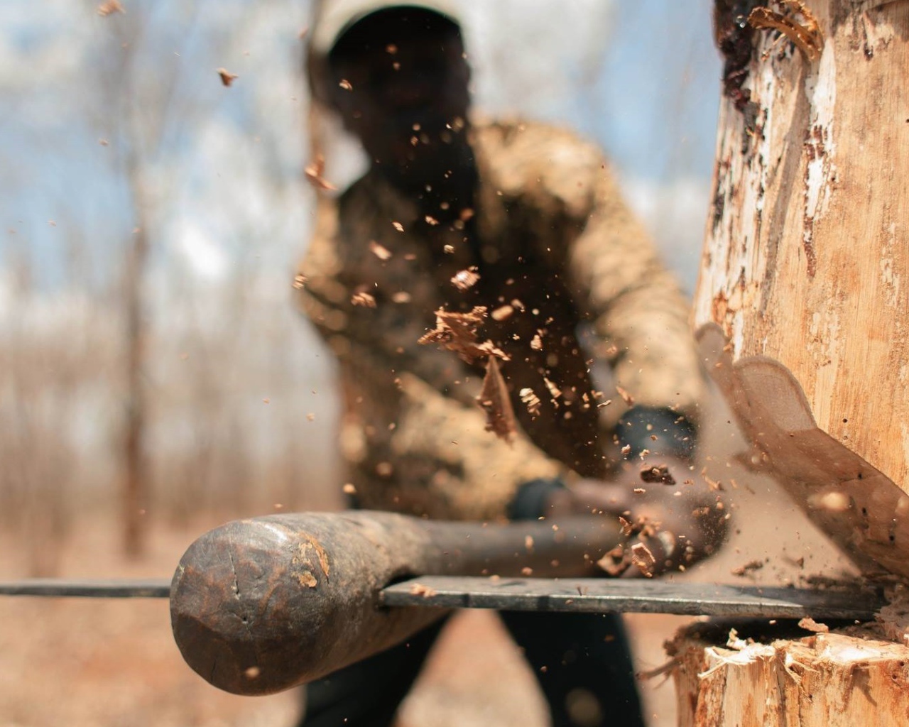 Топор в руках дровосека
