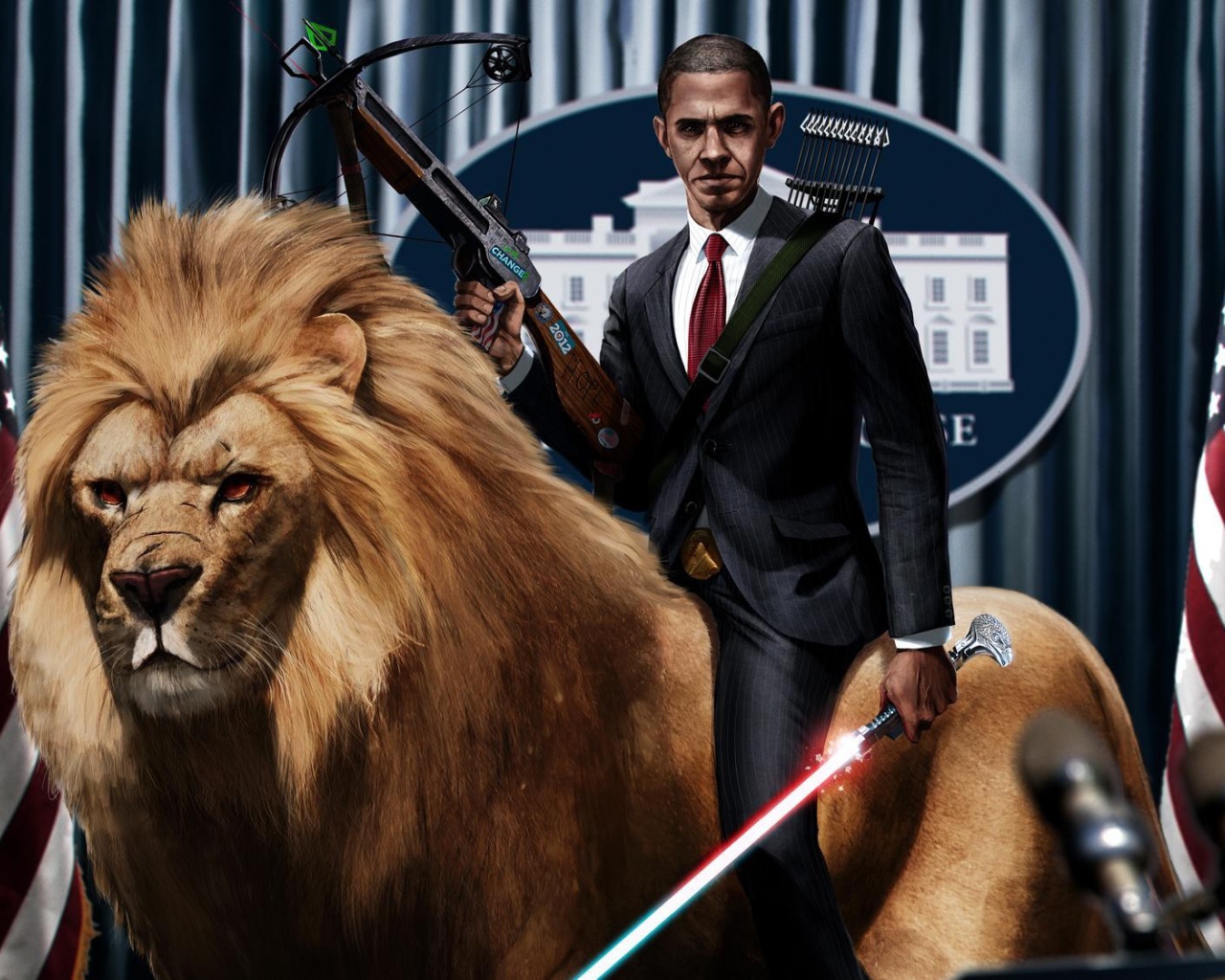 Барак Обама оседлал льва