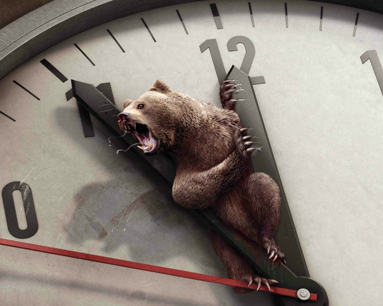Медведь на часовом циферблате