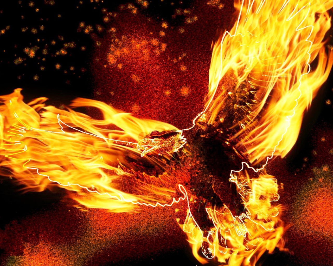 Птица орел в огне