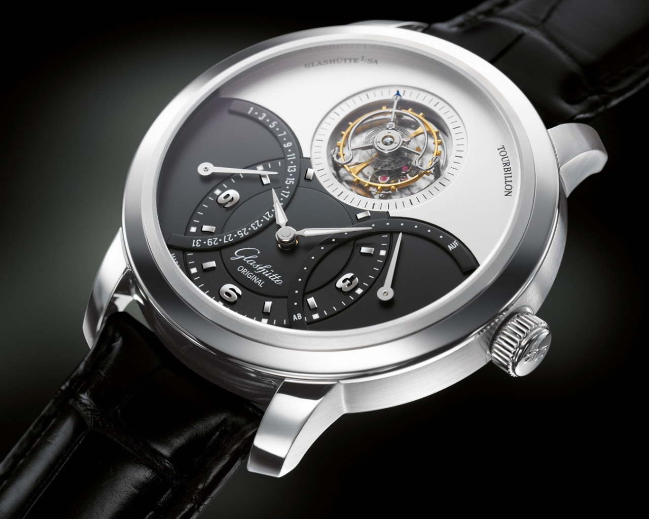 Черно белый циферблат люкс часов