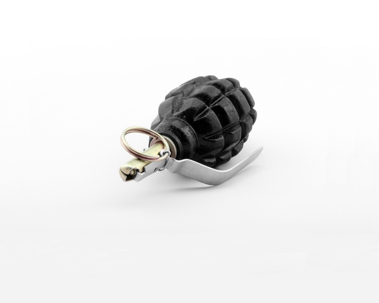 Черная граната на белом фоне