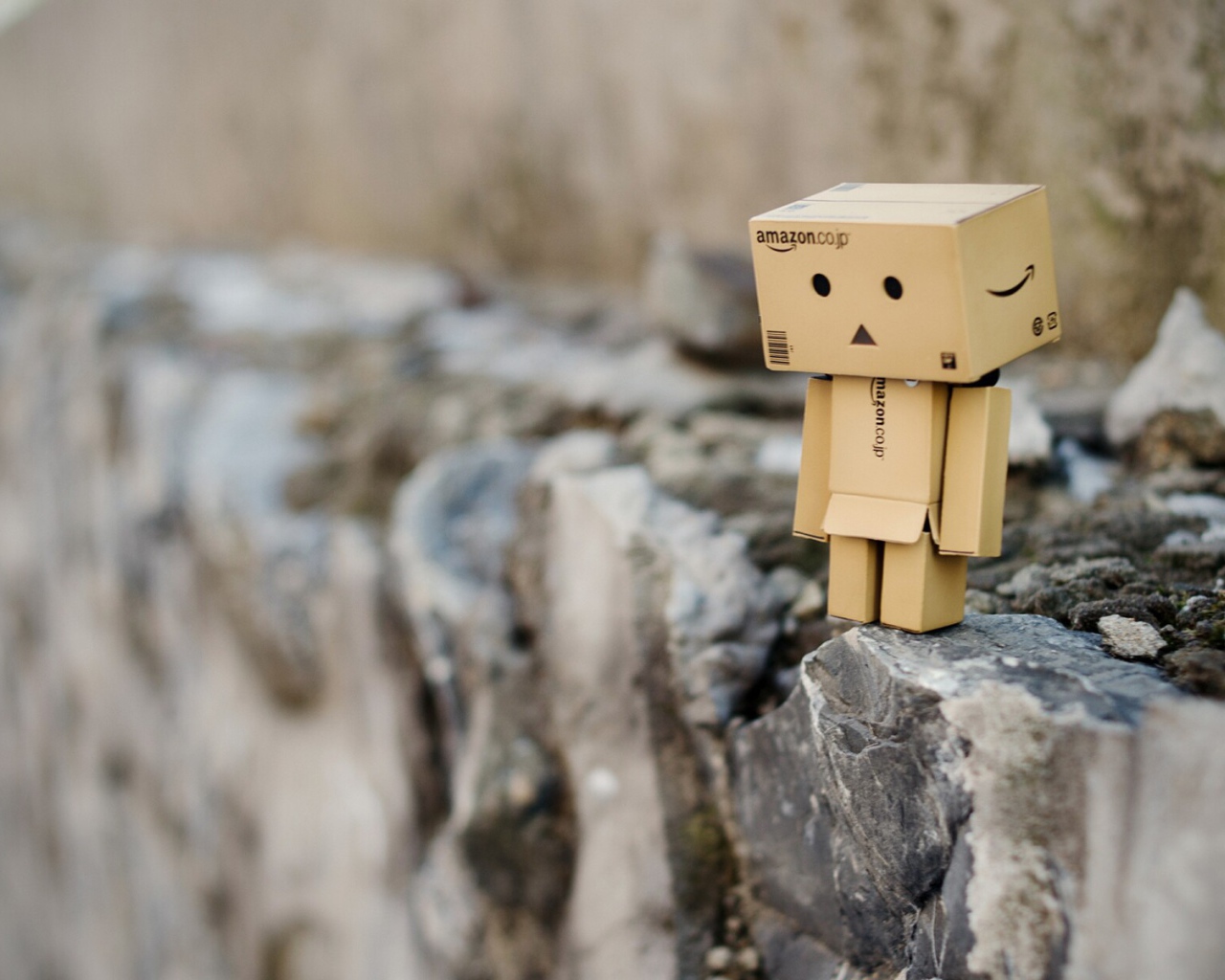 Картонный человечек на скале