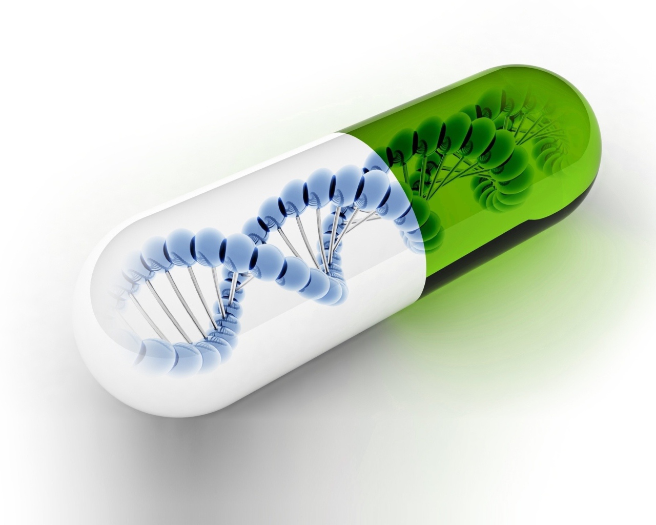 ДНК в капсуле, белый фон