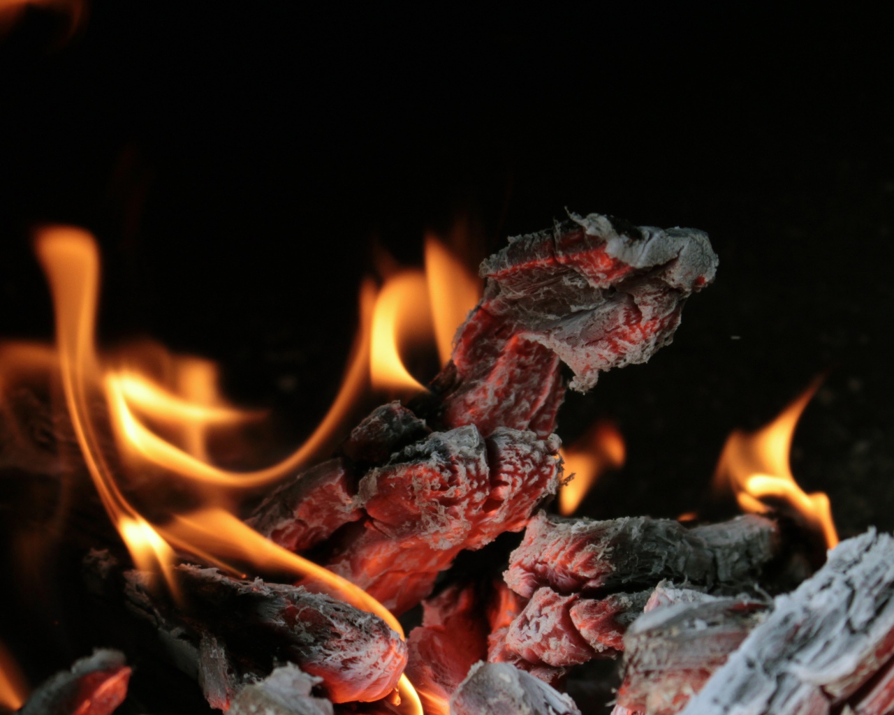 Раскаленные угли костра