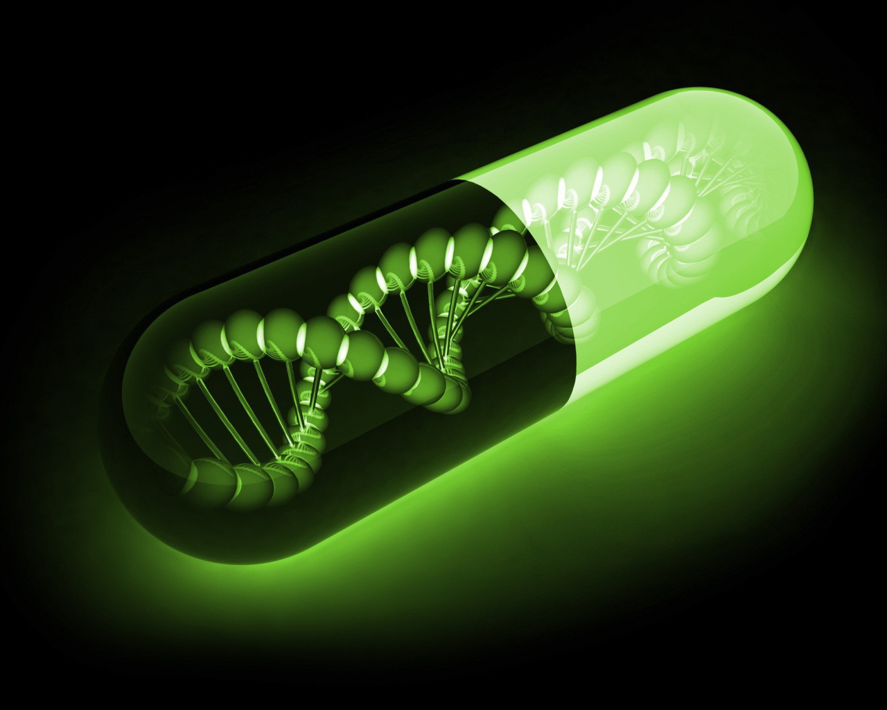 Зеленая ДНК, черный фон