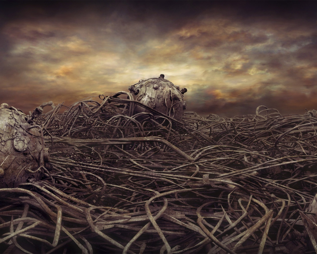 Переплетение проводов и механизмов