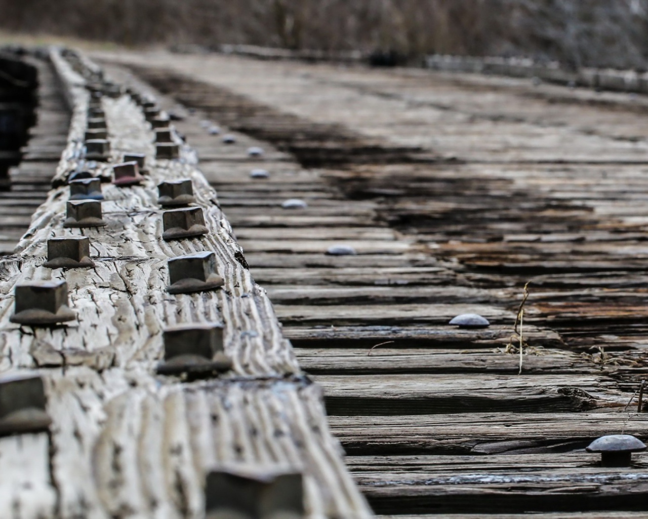 Железные болты креплений деревянного моста