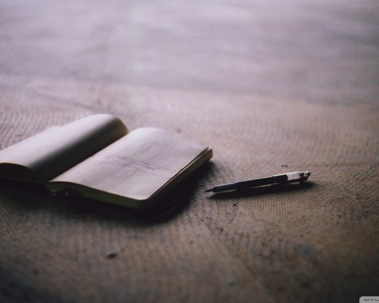 Записная книжка и ручка на полу