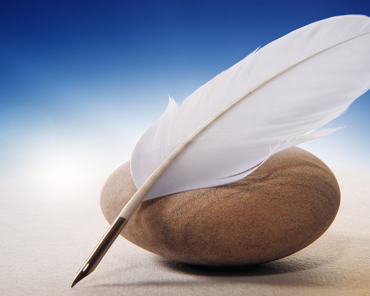 Перо для письма и морской камень