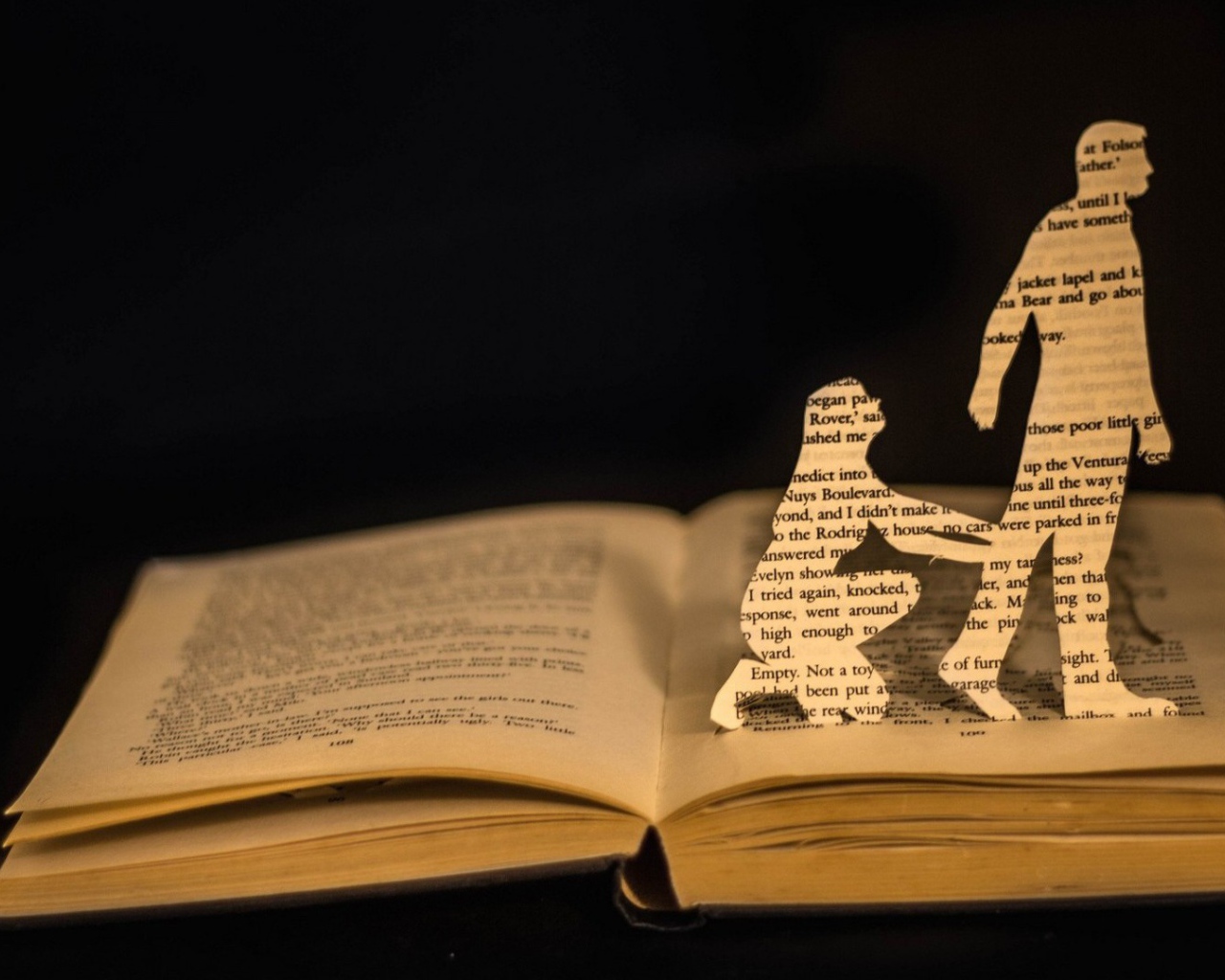 Силуэты героев на страницах книги