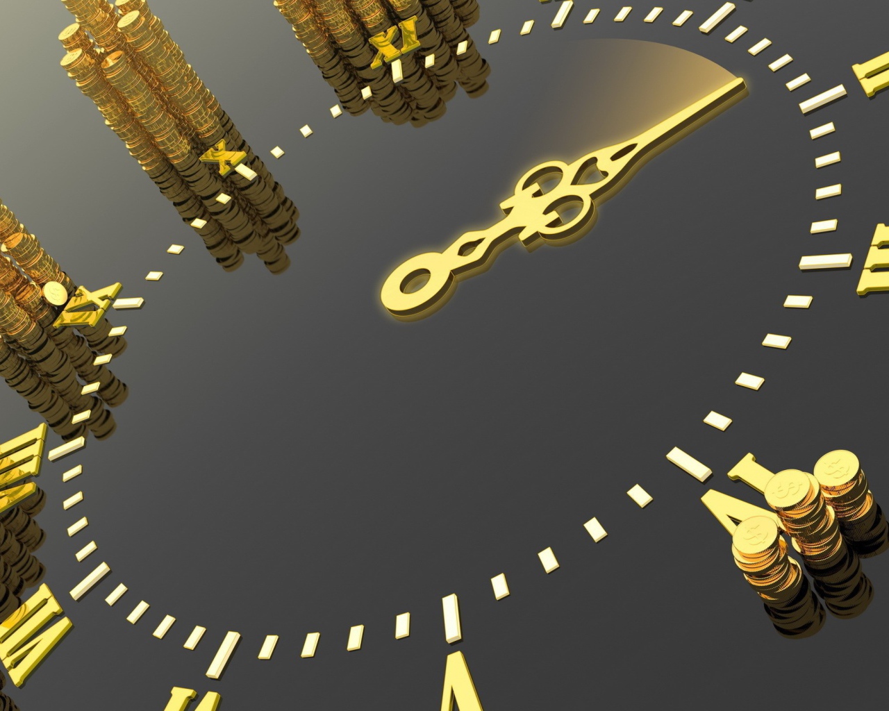 Стопки монет на циферблате