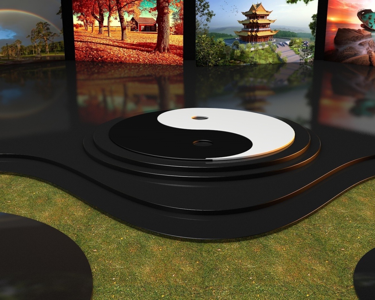 Символ Инь и Янь на полу