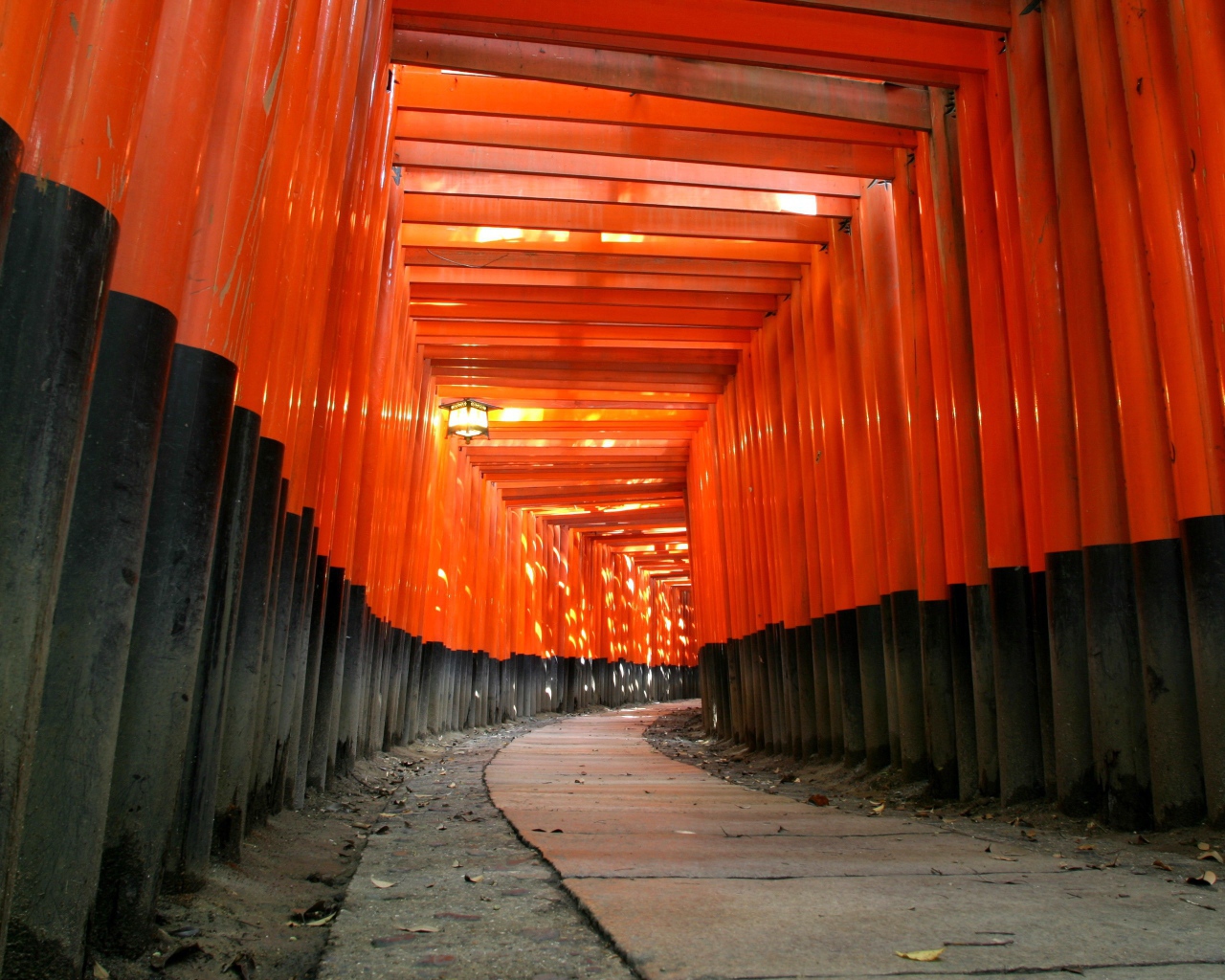 Коридор из оранжевых балок