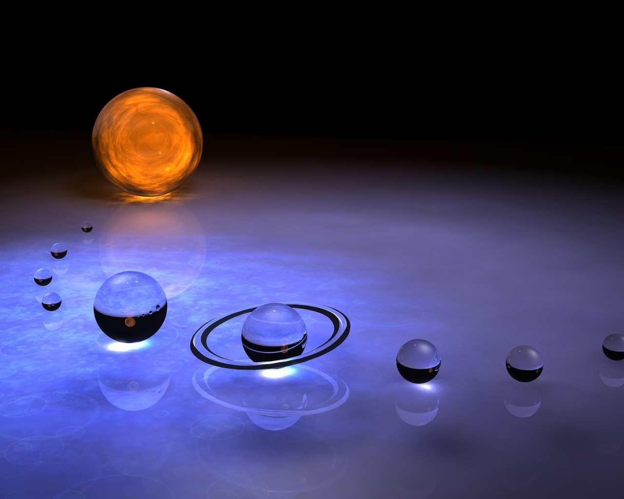 Модель солнечной системы из стекла