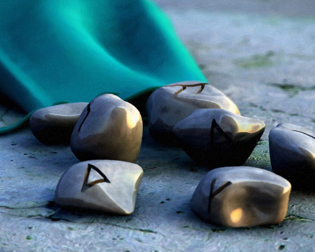 Руны на гладких камнях