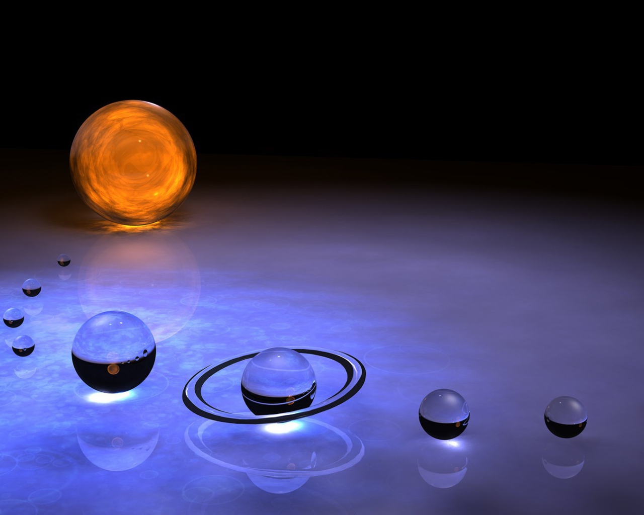 Солнечная система из капель воды
