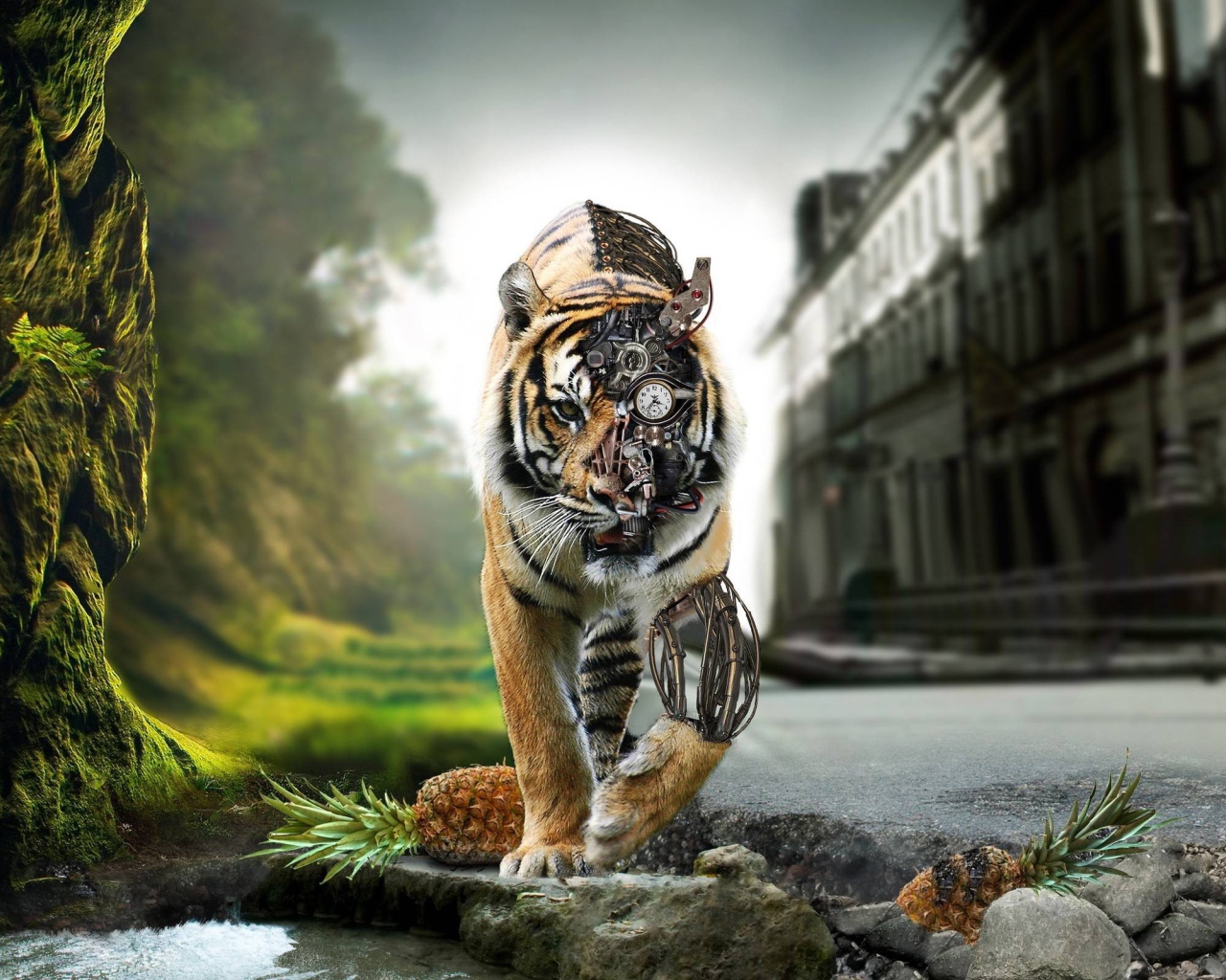 Тигр на стыке природы и цивилизации, стимпанк