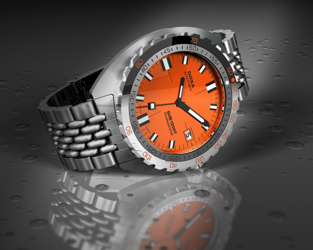 Часы Докса с оранжевым циферблатом