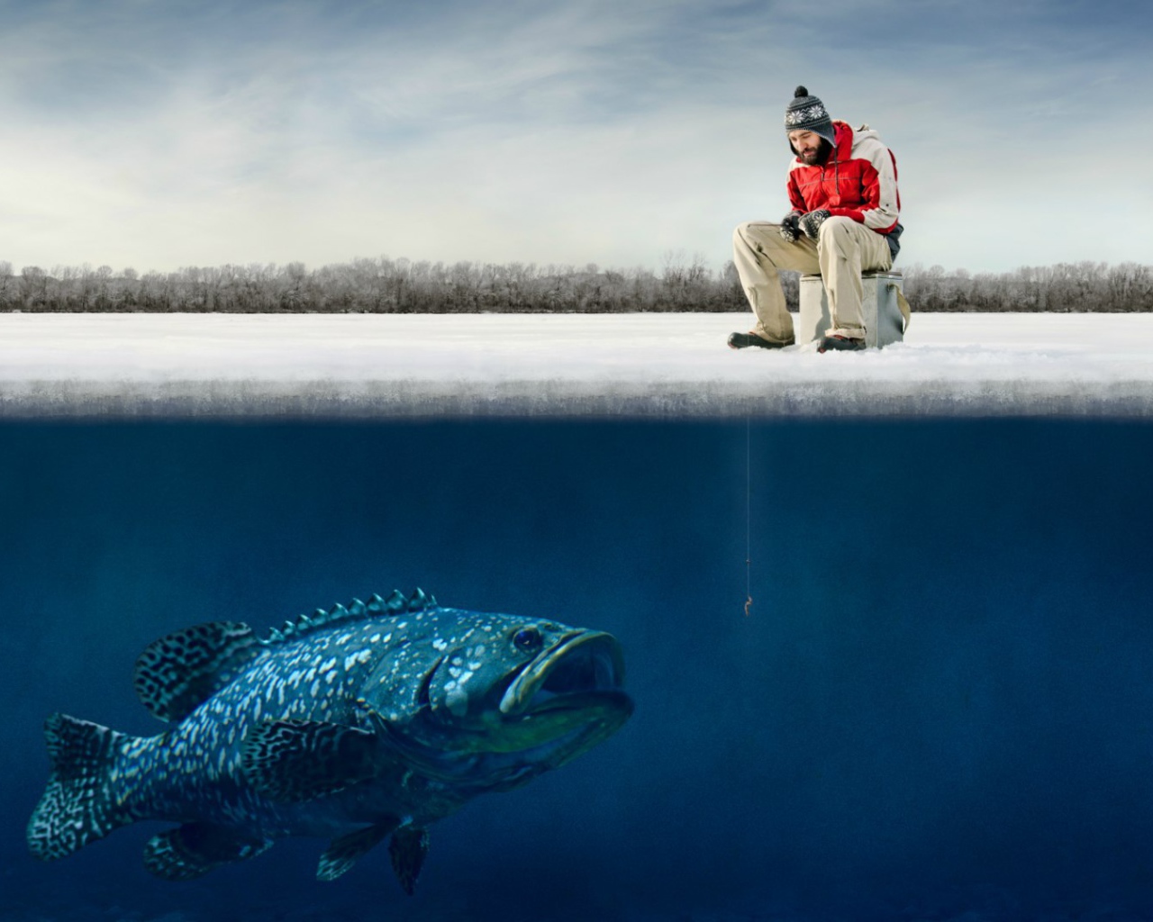 Зимняя рыбалка на озере