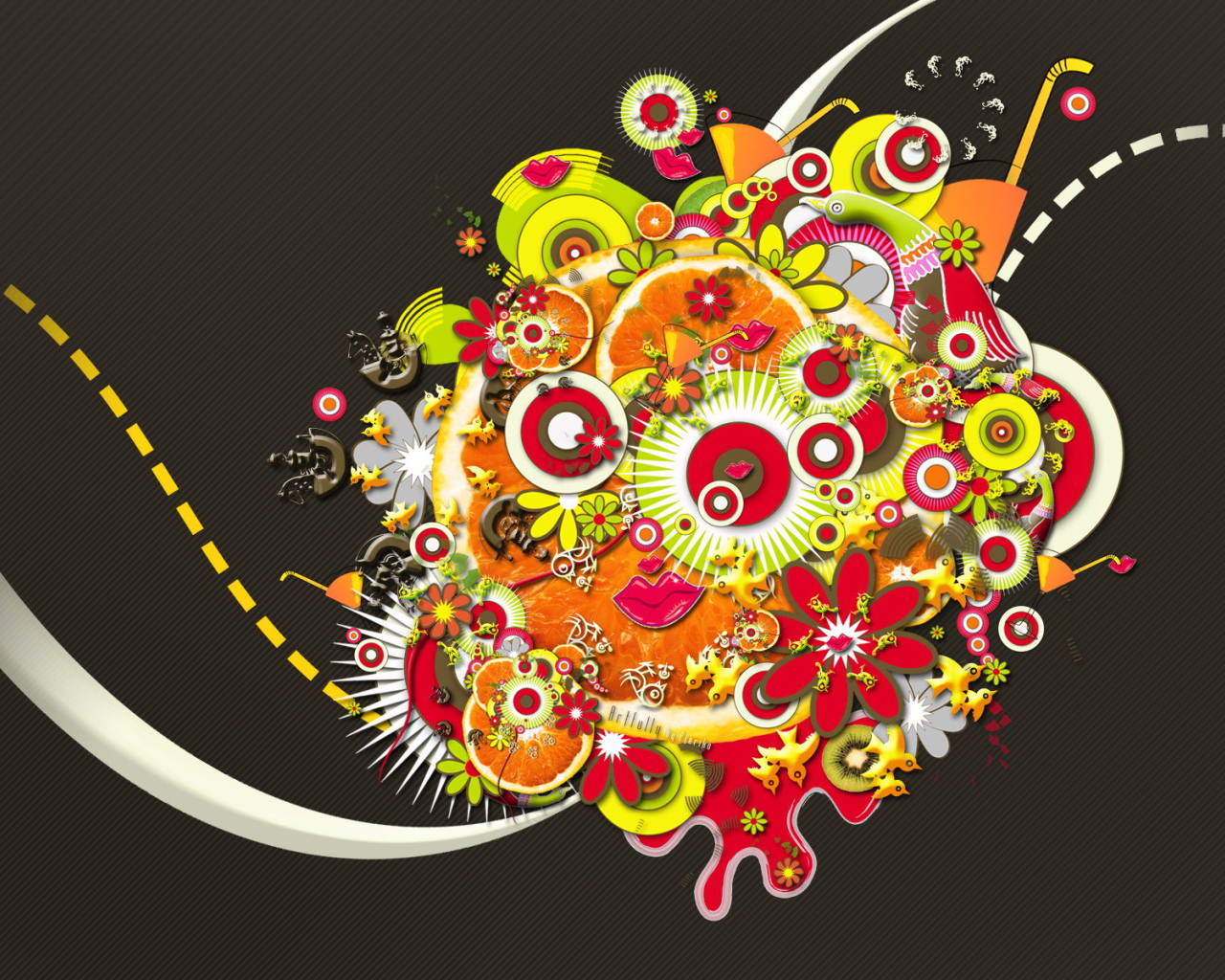 Абстрактный букет на черном фоне