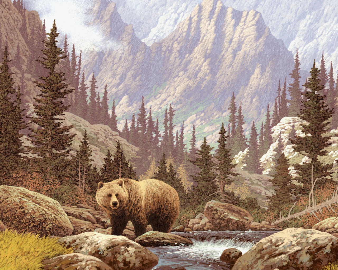 Бурый медведь на картине