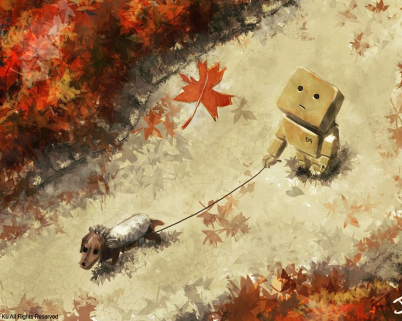 Дандо выгуливает собаку, рисунок