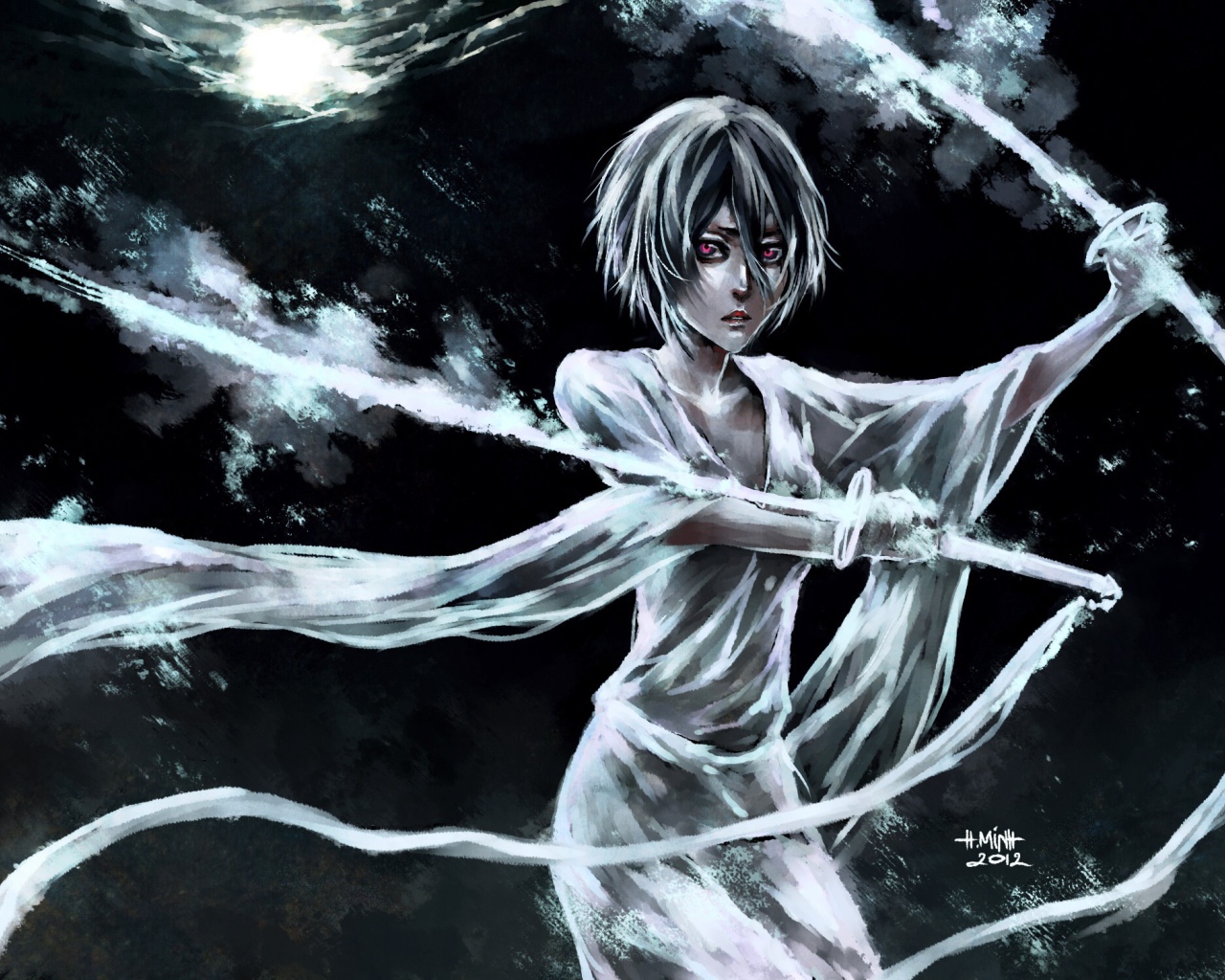 Катаны из белого пламени, художник NanFe