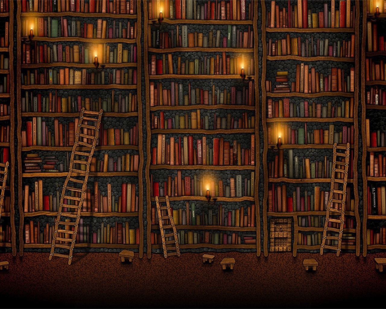 Библиотека с множеством книг