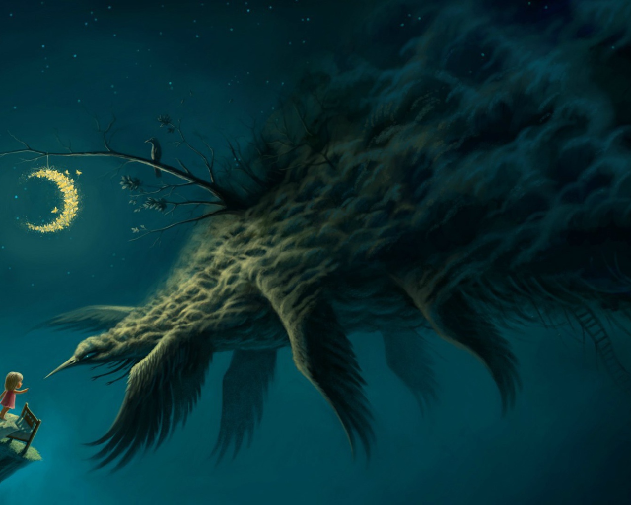 Ночное чудище и девочка