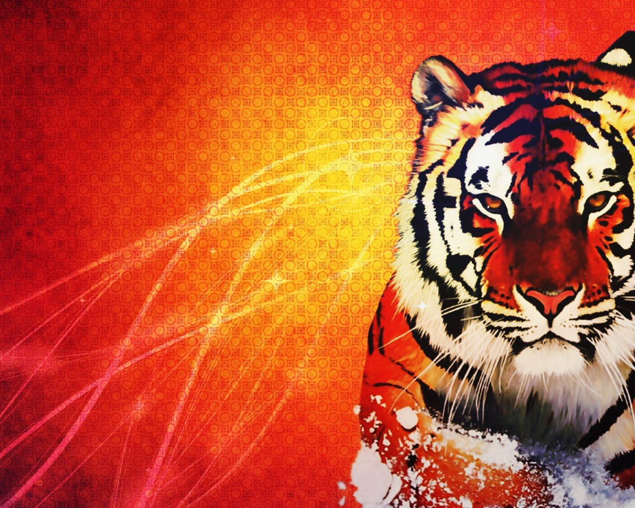 Оранжевый тигр на оранжевом фоне