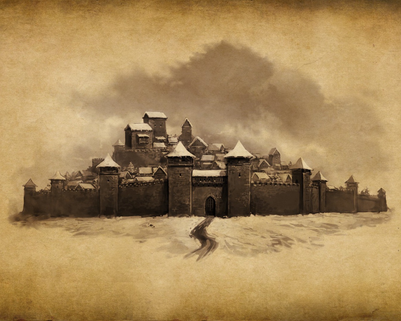 Нарисованный город крепость