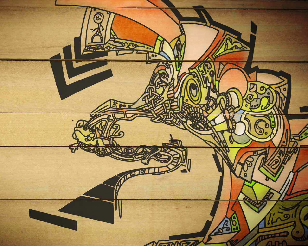 Рисунок на деревянной стене