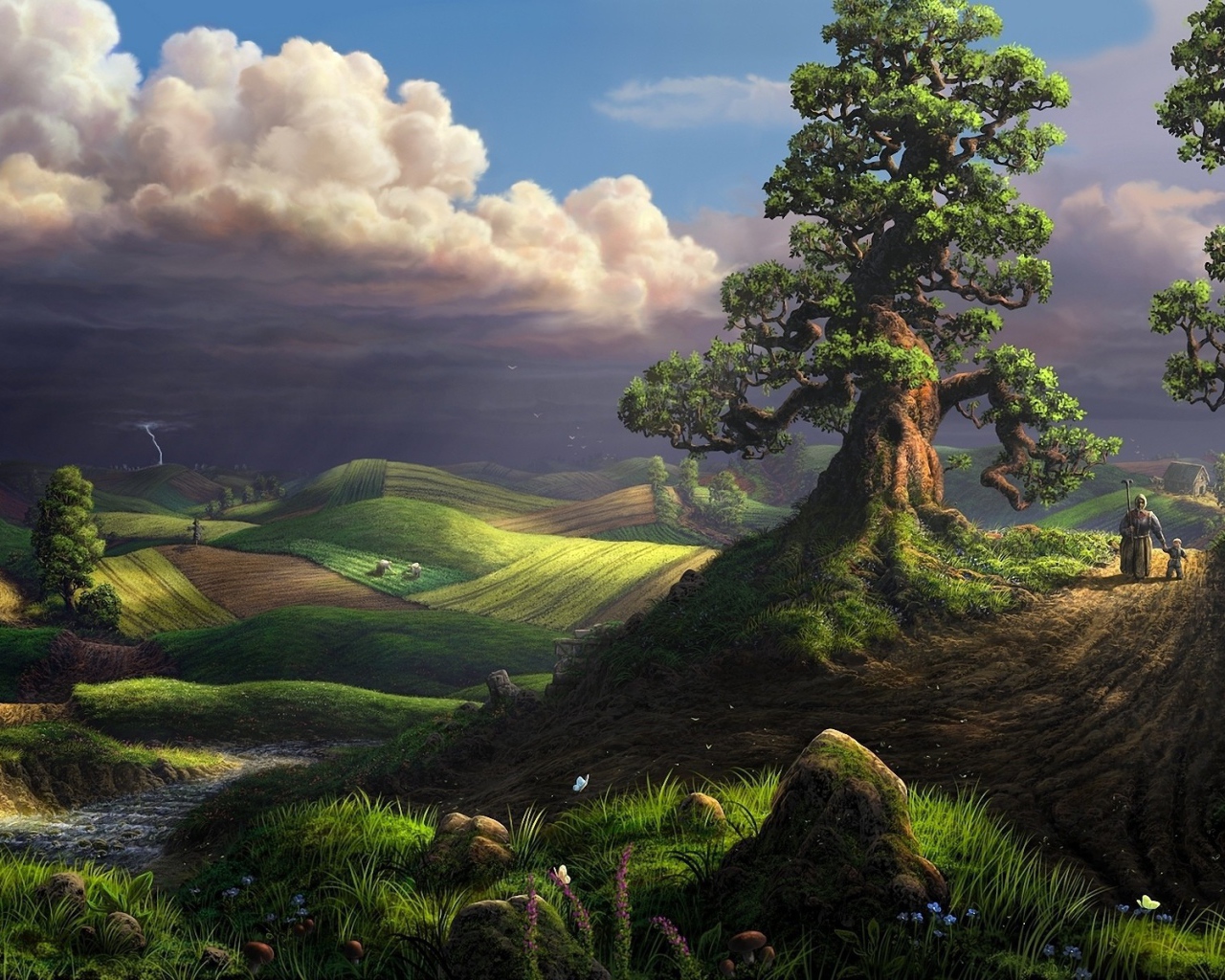 Сельская равнина на картине