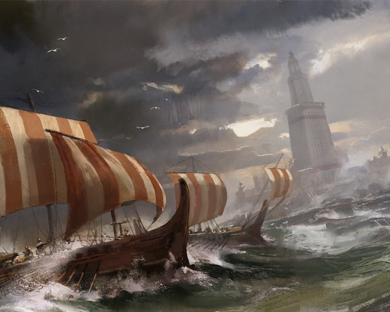 Корабли у Александрийского маяка, картина