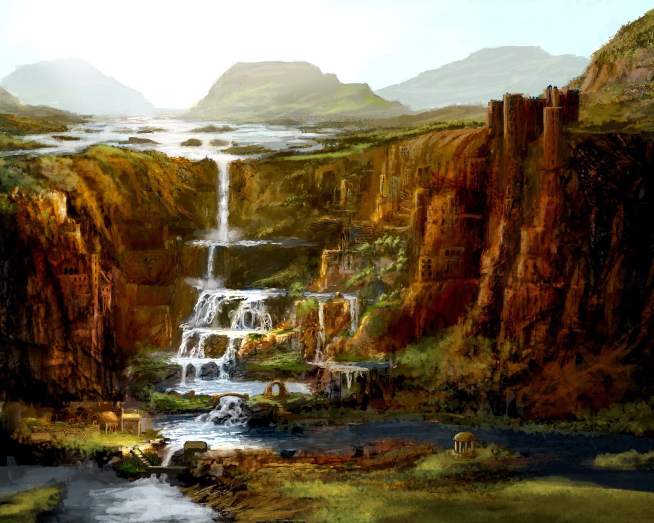 Ступенчатый водопад, рисунок