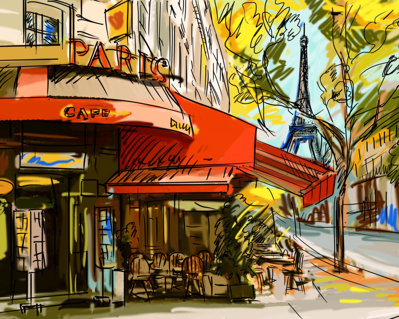 Улочка Парижа на рисунке